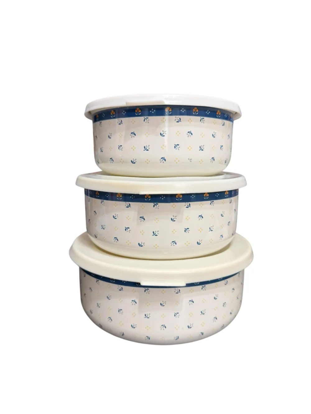 Vintage Metal Nesting Bowls w Lids Chicken Hen Country Kitchen Set of 3
